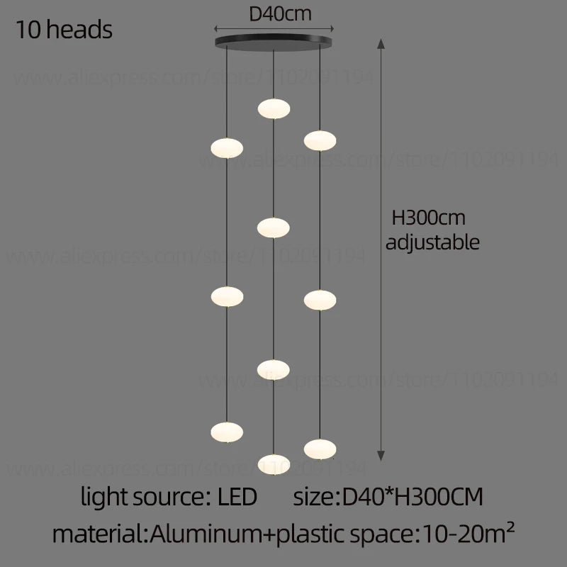 Stairs Modern Chandelier Loft Duplex Living Room Hotel Lobby Long Pendant Nordic Home Decorative Lighting Ball Long Line Pendant