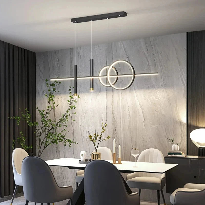 Modern Dining Room LED Pendant Light with Remote Control Dimmable Dining Table Hanging Lamp 90-260v Home Decor Chandelier Lights