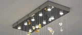 Luxury LED Crystal Pendant Lamp Restaurant Living Room Villa Bedroom Irregular Stone Chandelier Indoor Art Decor with Spotlight