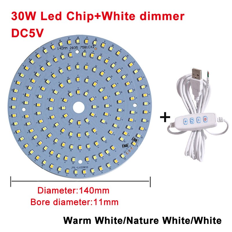 DC5V Dimmable LED chip 5W 6W 10W Surface Light Source SMD 5730 LED Light Beads DIY Tricolor Adjustable LED Bulb White Warm White