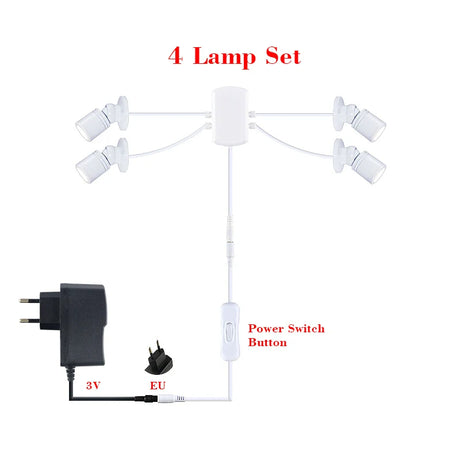 Led Spotlight Wine Cabinet Light Kitchen 2/4/6/8/10/12 Pack Lighting Kit Button Switch EU Plug for Jewelry Showcase Spot Lights