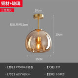 Nordic Smoke Grey Chandelier Ceiling Lamp Post-modern Amber Glass Ceiling Lamp for Living Room Corridor Bedroom Art Ceiling Lamp
