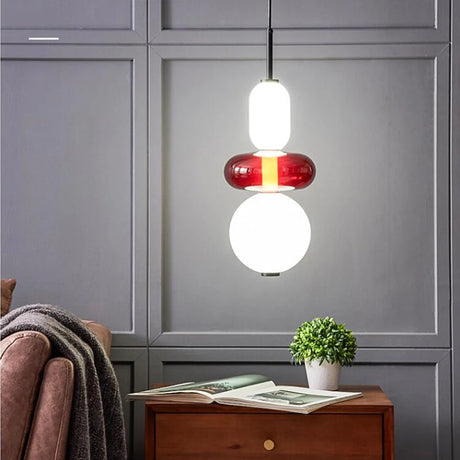 Nordic Creative Designer Art Style Colored Glass LED Pendent Lamp Restaurant Cafe's Exhibition Hall Home Decoration Light Fixture