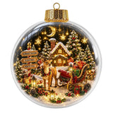 Acrylic Material Christmas Ball Ornament Transparent Design 8CM Size Santa Claus Pendant with Light Holiday Tree Pendant