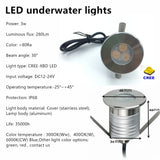 IP68 Waterproof 3W LED Underwater Light - 12V Submersible Spot Lamp