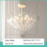 French K9 Crystal Chandelier Luxury Vintage Blue/White Natural Shell Pendant Light for Romantic Villa Living Dining Room Bedroom