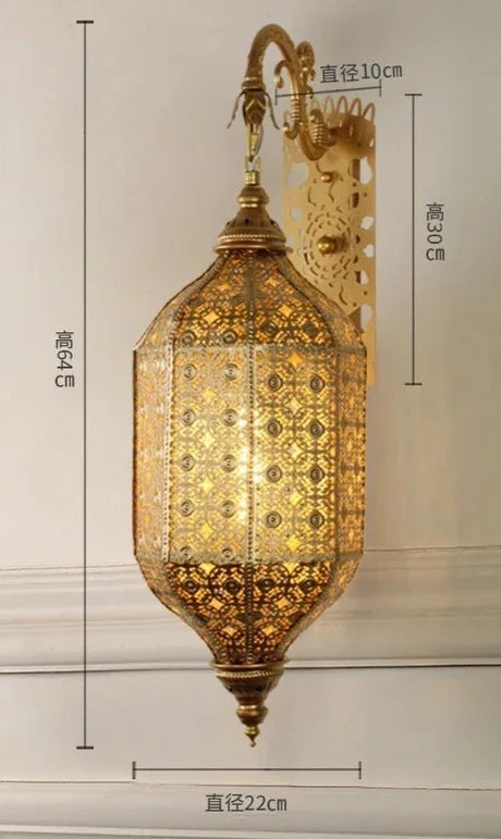 Southeast Asia Moroccan Retro Vintage Industrial Wall Lamp LED E27 Gold Luster's Iron Art Decorative Wall Mounted Restaurant Store