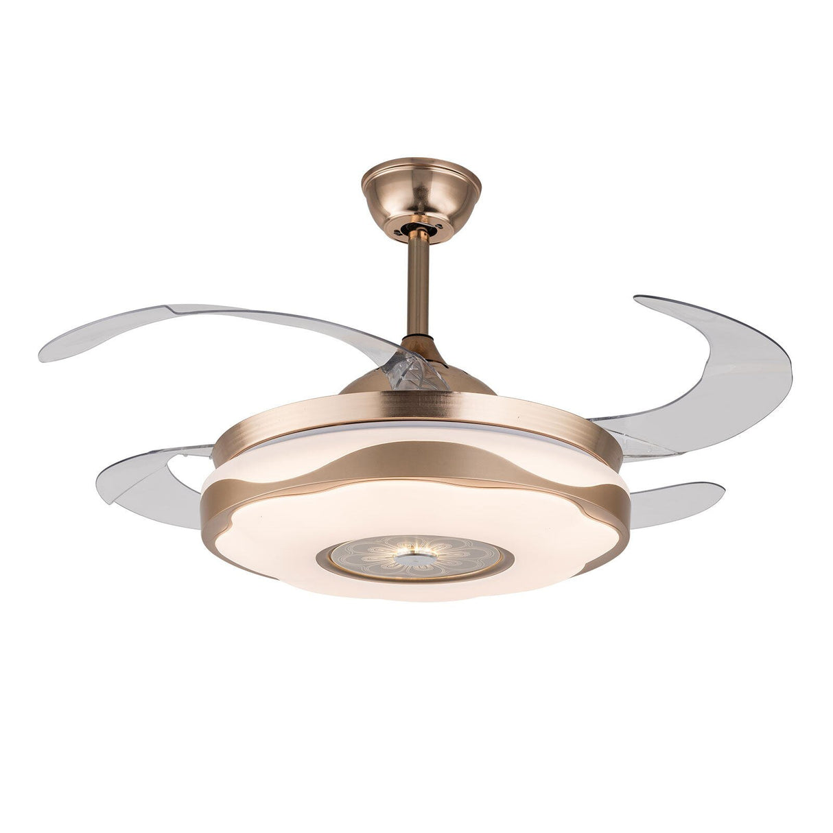 LED Ceiling Fan Light Chandelier 4 Retractable Blade + Remote Control