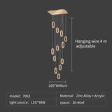 Modern Rings LED Chandeliers For Staircase Luxury Long Hanging pendant Lamps Gold Creative Indoor Attic Lighting Lustre Fixtures
