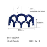 Oblure Arch Chandelier Post Modern Design Pendant Light for Coffee Living Room Kitchen U Shaped Lamp Blue Metal Macaron Lamp