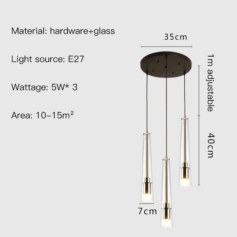 Modern Simple LED Pendant Lamp For Bedroom Bedside Dining Room Kitchen Bathroom Gold Glass Decoration Design Chandelier Lights