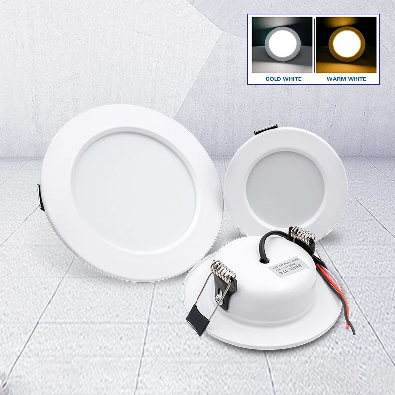 LED Downlight 5W 9W 12W 15W 18W Recessed Round LED Ceiling Lamp 110V 220V DC12V 24V Panel Lights Indoor Lighting Warm/Cold White