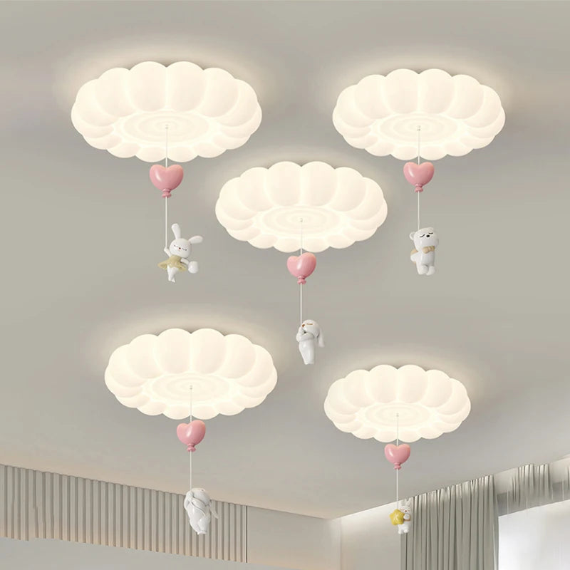 LED Bubble Cloud Rabbit Light Children's Room Ceiling Lights  Cream Style Warm Baby Room Nursery Boy Girl Bedroom Ceiling Lamps