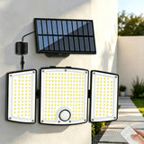 278 LED Solar Motion Sensor Outdoor Flood Light - 3-Head Waterproof Security Wall Lamp for Patio, Yard & Garage