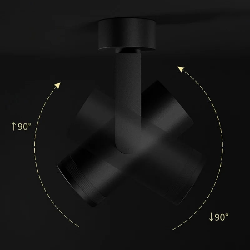 Free rotation adjustable focus 10 ° -55 ° track light dimmable surface mounted ceiling spotlight