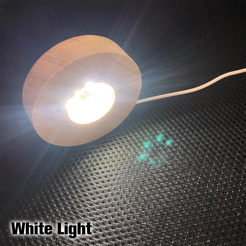 Wood Light Base Rechargeable Remote Control Wooden LED Light Rotating Display Stand Lamp Holder Lamp Base Art Ornament New