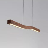 Retro Camur Linear Pendant Light Walnut Wood Grain Long Strip Lamps Restaurant Hanging Lamp Loft Artistic Creativity Dining Room