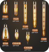 Vintage Golden Glass LED Filament Bulb - E27 Base T45 T185 T300 Chandelier Lamp