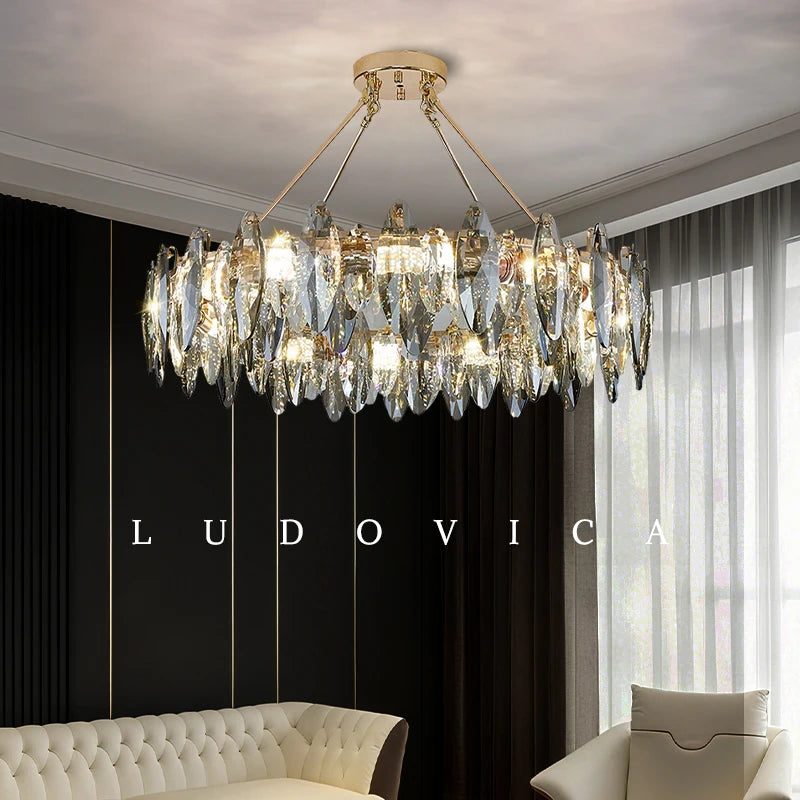 Luxury Crystal Chandelier Living Room High Ceiling Pendant Light Dining Room Hanging Lighting Fixtures Lustre