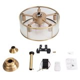 Ceiling Fan with LED Light Kit Remote Control Gold Brushed Brass Industrial Farmhouse Ceiling Light Fixture for Kitchen Island