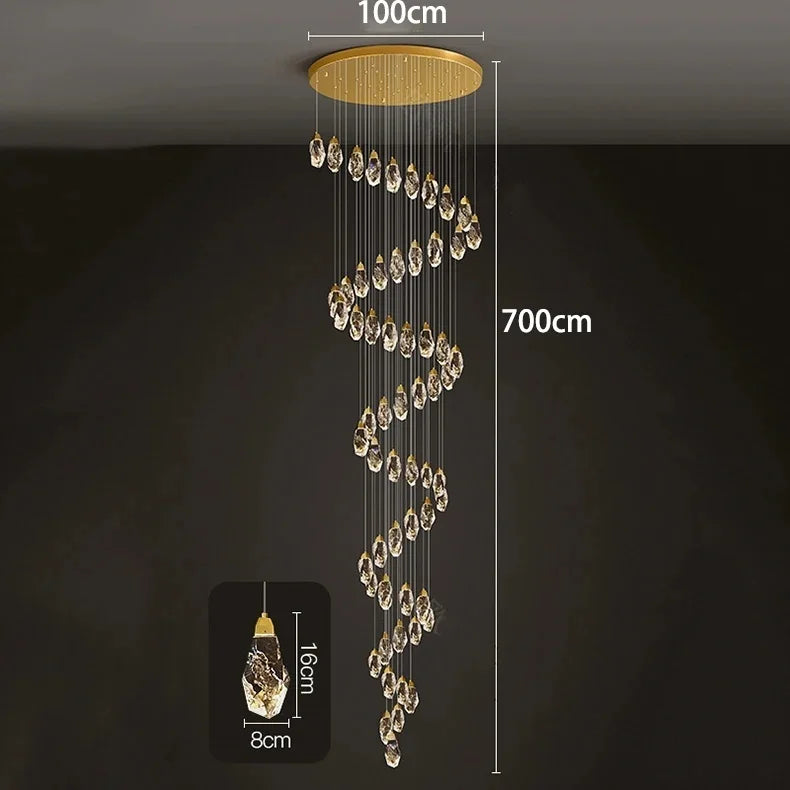 Modern Home Decoration Crystal Ceiling Lights Chandelier Staircase Pendant Lamp Living Room Hanging Lights Interior Lighting