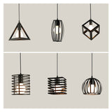 Modern Cage Pendant Light E27 Iron Minimalist Vintage Scandinavian Loft Pyramid Pendant Lamp Metal Hanging Ceiling Lamp Fixtures
