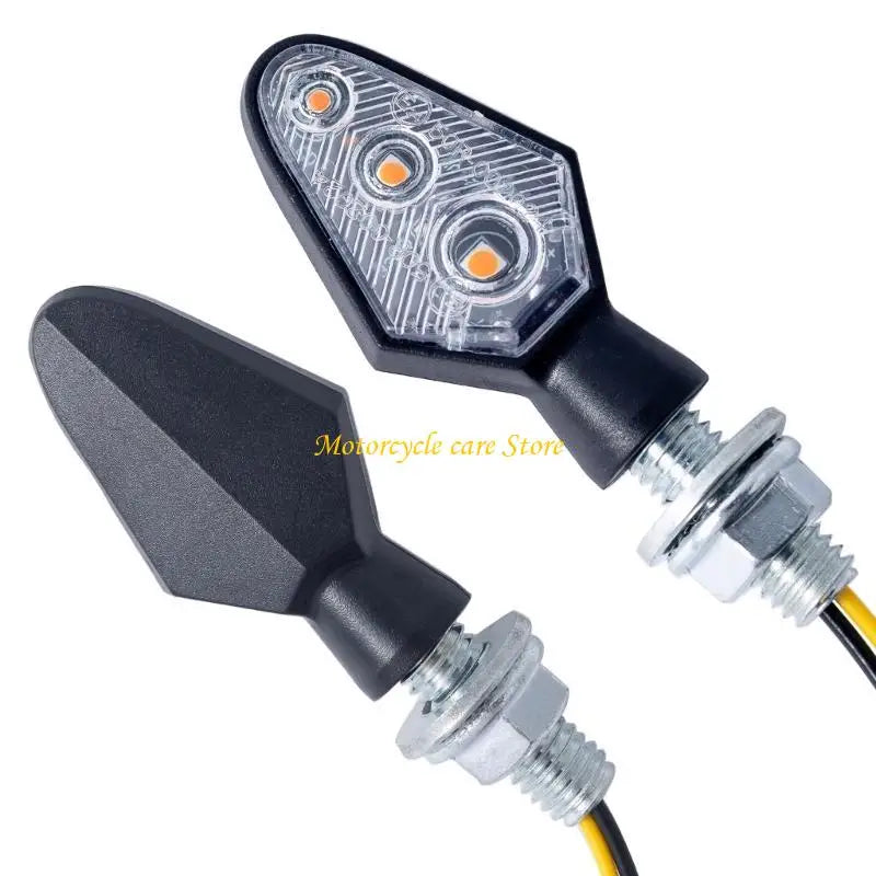 High Efficiency Motorcycle LED Turn Signal Lights (1 Pair) - 1200 Lumens Warm Yellow Blinker Indicators, Waterproof IP67 Universal Fit