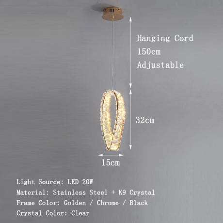 Small Crystal Modern Chandeliers for Dining Table Decors Golden Luxury Hanging Lamps for Ceiling Home Lighting Fixture LED Luster's