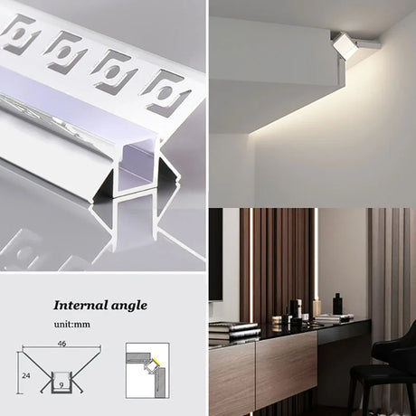 1M Recessed Led Aluminum Profile Channel Holder for Indoor Home Ceiling Wall Backlight Bar Linear Light Indirect Decors Lighting