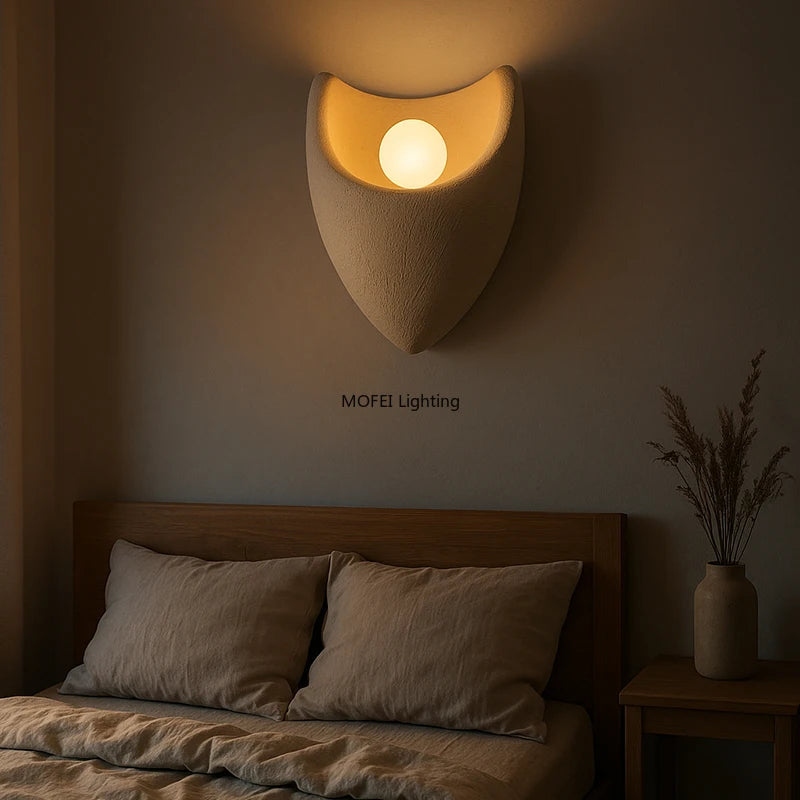 2026 Latest Nordic Lamps Middle-aged Style Wabi Sabi Style Coffee Shop Creamy Wall Lamp Resin Bedside Reading Light Home Decor