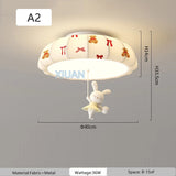 Cartoon Bear Horse Rabbit Ceiling Lamps for Children's Room Bedroom Nursery School Boy Girl Pink Blue Fabric Chandelier Light