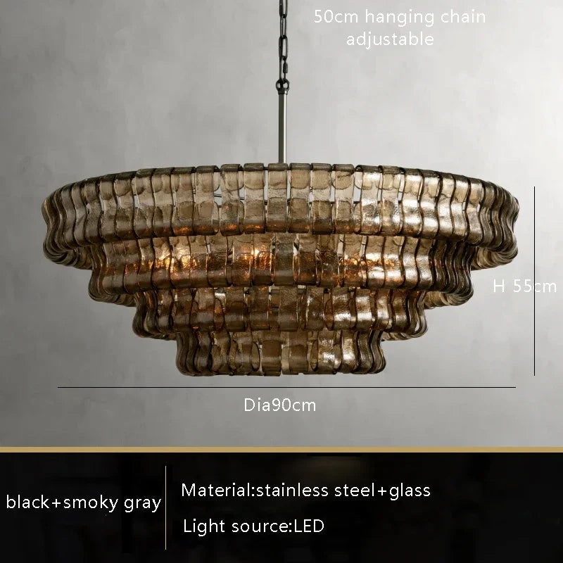 Gray Glass Ceiling Chandeliers 2025 Classic Round Hanging Lamps for Ceiling Home Decoration Lighting Gold Lustres Lamparas