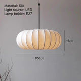 Nordic Simple White Silk LED Pendant Light - Modern Textile Ceiling Hanging Lamp Fixture for Dining Table, Coffee Table, Tea Room & Bedroom