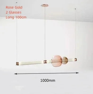 Nordic Long Dining Chandelier - Stained Glass LED Island Pendant Light