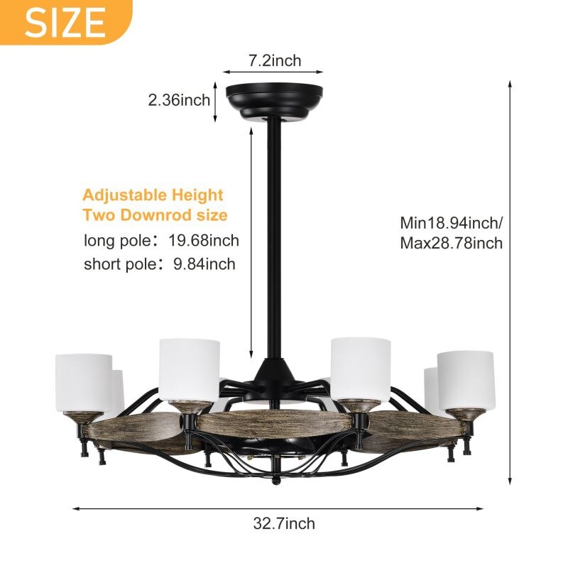 Matte Black Ceiling Fans With Remote Control lights 3Blades Multi-Speed Timing Anti-theft function Indoor transitional fan
