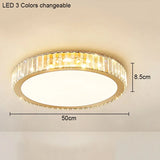 Modern Geometric Crystal Ceiling Light - Round & Square LED Lamp for Bedroom