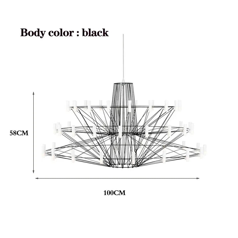 Moooi Coppelia Designer Loft Villa Duplex Chandelier Luxury High-end Living Dining Room LED Round Iron Wire Decor Lighting