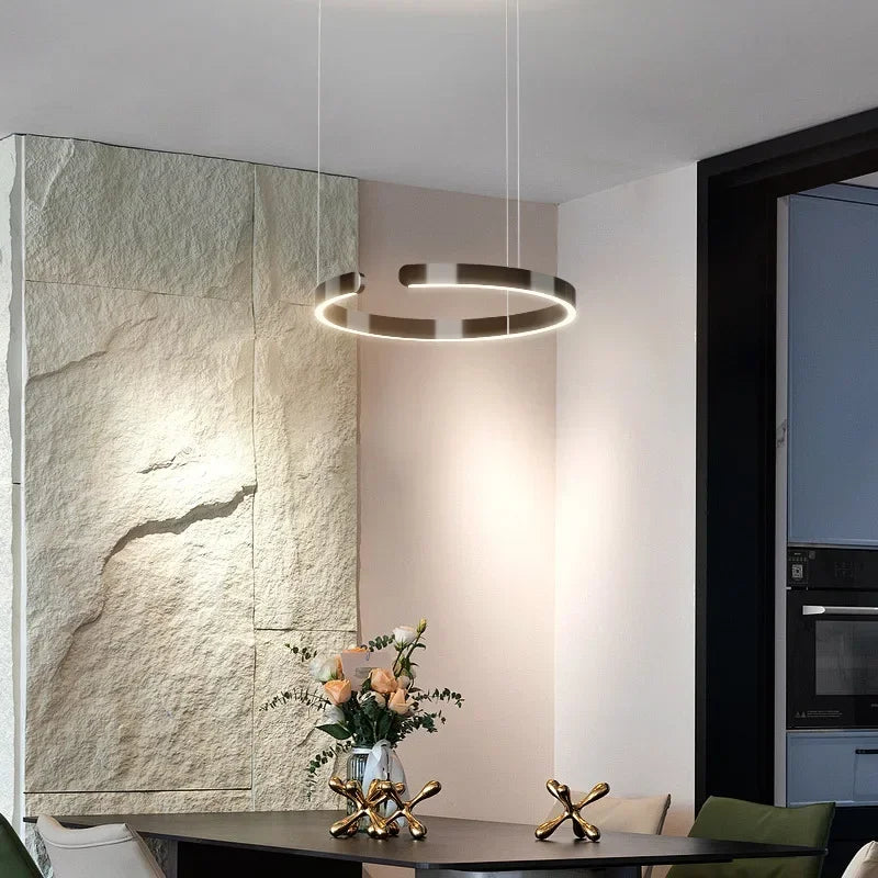 Modern Ring Pendant Lamp Remote Control Dimmable Warm White Eye Protection Led Chandelier Kitchen Island Dining Room