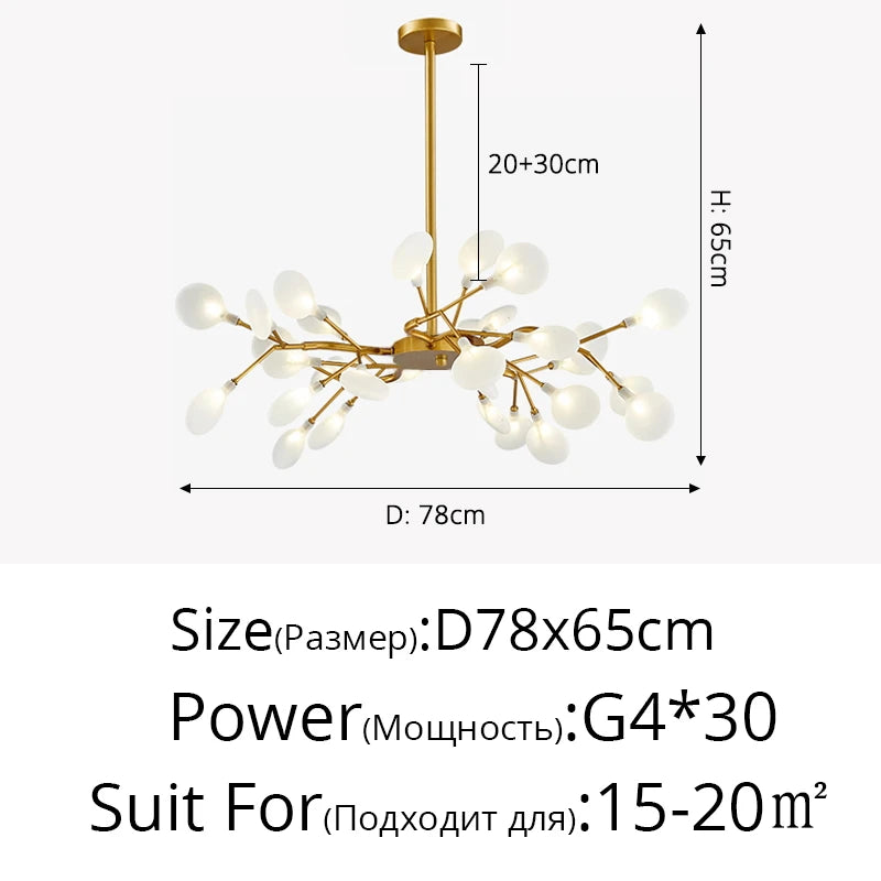 Creativity Firefly LED Chandelier Black Gold for Living Room Bedroom Hall Home Decor Indoor Lighting Minimalist Ceiling Pendant