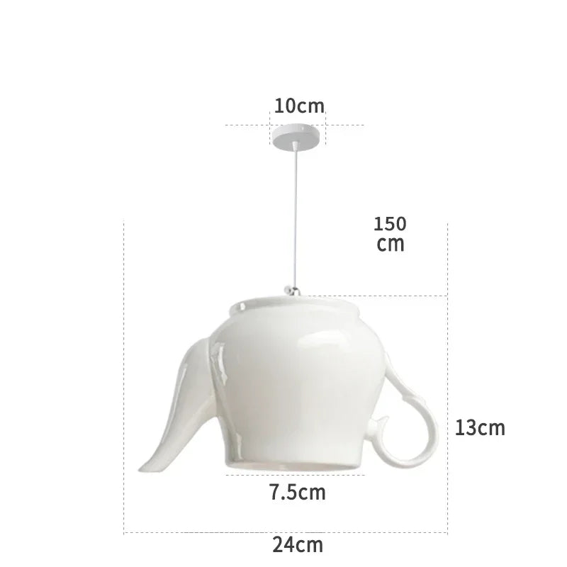 Ceramic Led Pendant Light Modern Tea Cup Teapot Hanging Lamp Kitchen Dining Room Lights Bar Cafe Home Decor Lighting Fixtures