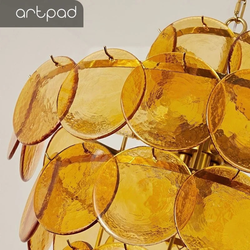 Round Glass Dining Table Lights for Bedroom Living Room French Modern LED Murano Glass Pendant Lights Bar Kitchen Restaurant