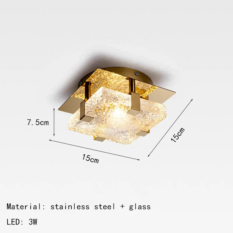 Modern Clear Crystal Ceiling Lamp Gold Metal Bedroom Kitchen Parlor Lighting Fixtures