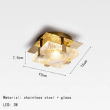 Modern Clear Crystal Ceiling Lamp Gold Metal Bedroom Kitchen Parlor Lighting Fixtures