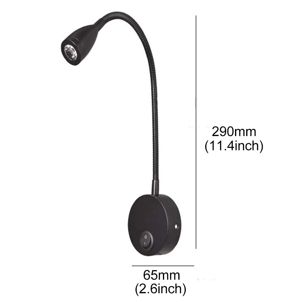 12V 3W 360 Degree Rotation Multipurpose Yacht RV Reading Light Button Control Vehicles Campers Portable Adjustable Bed Lamp