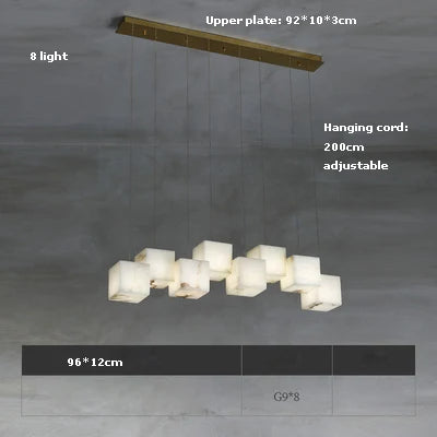 Rubik's Cube Marble Home Decoration Gold LED Chandelier Lighting Hanging Lamps 2026 New Trend Lustre Para Sala Estar For Foyer
