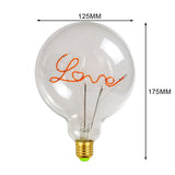 LOVE G125 220V 4W Dimmable Pink Red Yellow Edison Bulb Neon Letter Light Transparent Desk Light Ambient Light