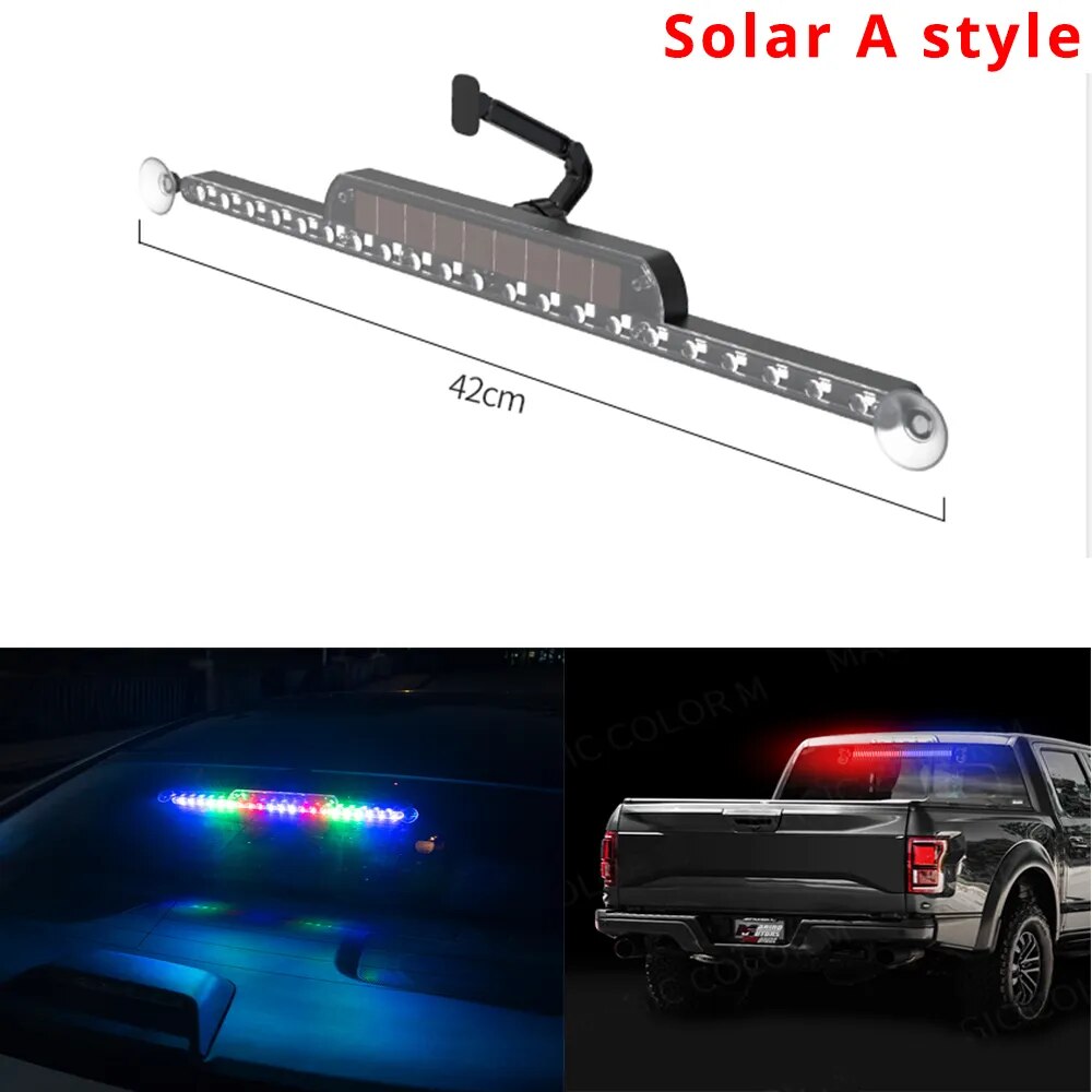 Strobe Police Lights LED Warning Lamp Solar RGB Car Anti Collision Lights Parking Signal Lamp Flasher Emergency Warning Lighting