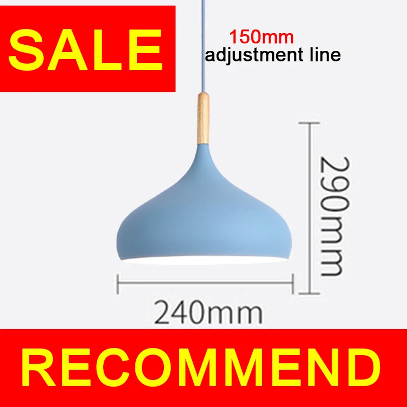 Multi Color Luster Pendant Lights Dia 16/17/24cm Restaurant Wood Hanging lighting Light Fixtures Modern E27 LED Loft Hang lamp