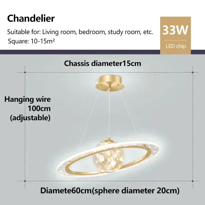 Modern Planet LED Ceiling Lights Lovely Crown Star Chandelier for Living Dining Room Kid's Bedroom Home Decoration Lamps Lustre