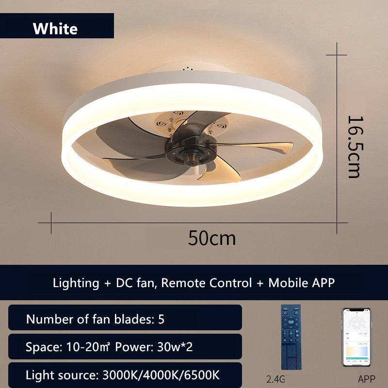 LED Ceiling Light Fans AC DC Fan Bedroom Lamp Lighting For Living Room Decorative Lamps Ventilated Silent With Remote Control
